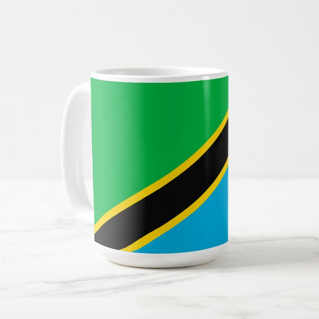 Tansania-Flagge Kaffeetasse (Vorderseite Links)