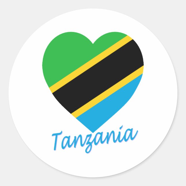 Tansania Flaggenherz Runder Aufkleber (Vorderseite)