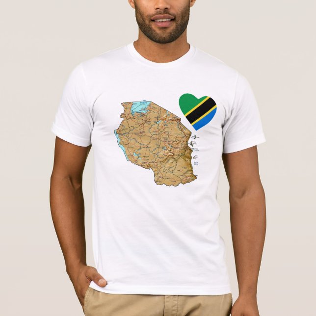 Tansania Flaggenherz und Karte T - Shirt (Vorderseite)