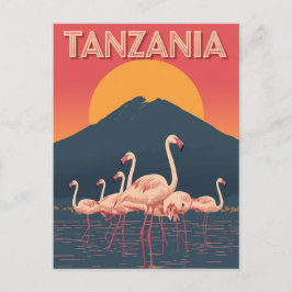 Tansania Flamingo Sonnenuntergang Postkarte
