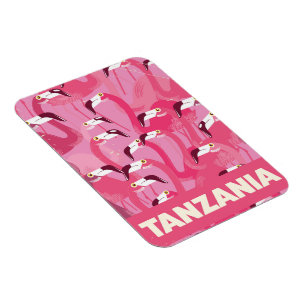 Tansania Flamingos Retro-Reiseplakat Magnet