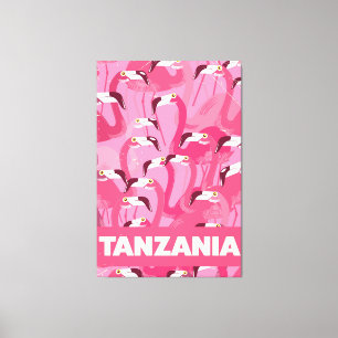 Tansania Flamingos Retroposter Leinwanddruck