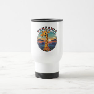 Tansania-Giraffe nationales Tier-Symbol-Cartoon cu Reisebecher