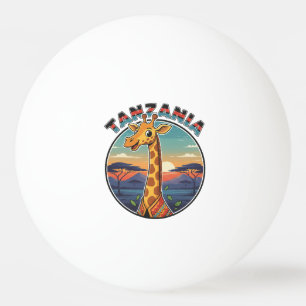 Tansania-Giraffe nationales Tier-Symbol Cartoon cu Tischtennisball