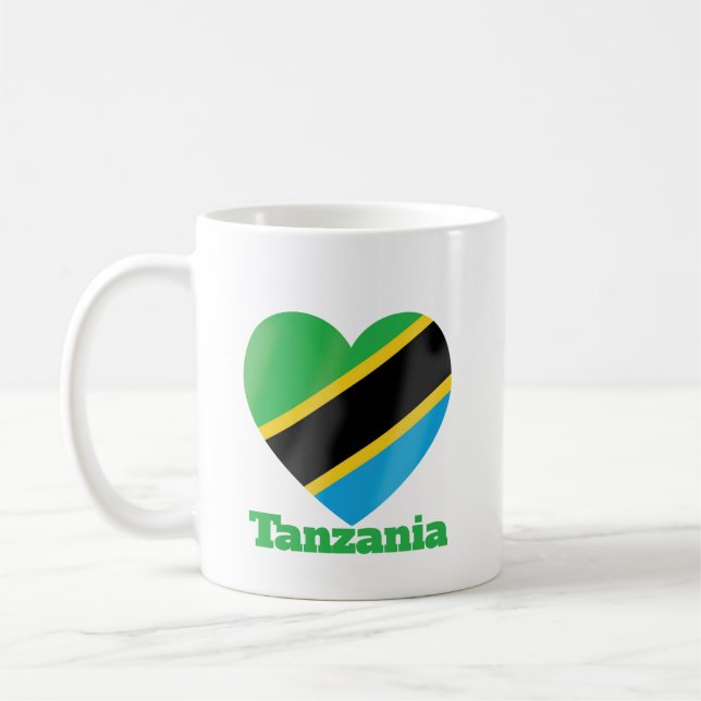 Tansania Herzenflagge Kaffeetasse (Links)