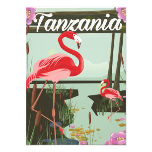 Tansania - Natronsee - Flamingo Reiseplakat Fotodruck