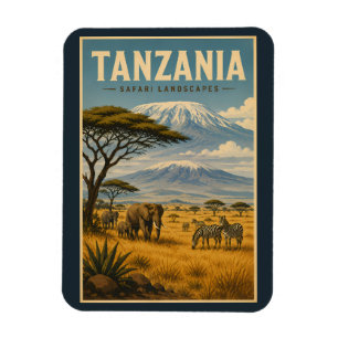 Tansania Safari-Zebra-Illustration Reise Kunst Magnet