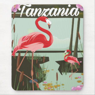 Tansania - See Natron - Flamingo Reiseplakat Mousepad