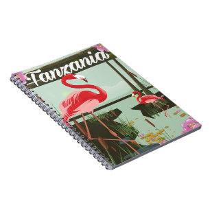 Tansania - See Natron - Flamingo Reiseplakat Notizblock