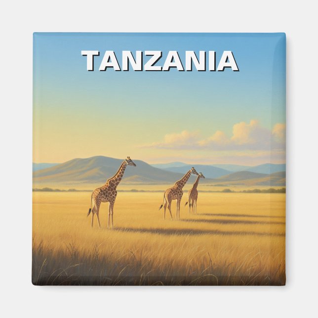 Tansania Serengeti Nationalpark Giraffen Magnet (Vorne)