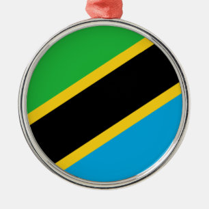 Tansania - Tansania-Flagge Silbernes Ornament