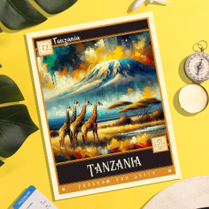 Tansania Vintage-Gemälde Postkarte