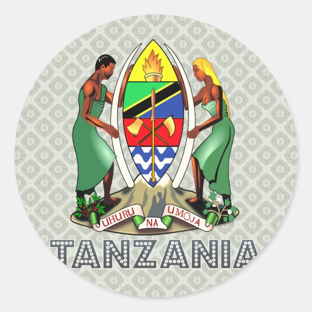 Tansania-Wappen Runder Aufkleber (Vorderseite)