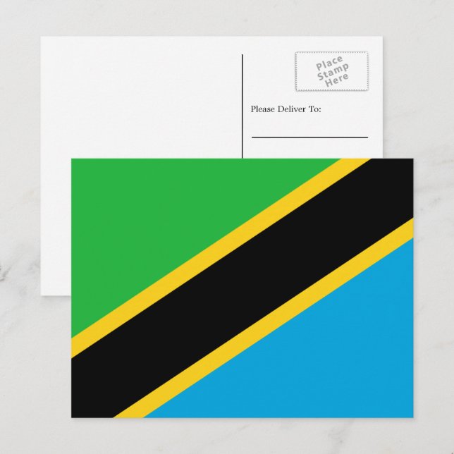 tansanische Flagge, Flagge Tansanias Postkarte (Vorne/Hinten)