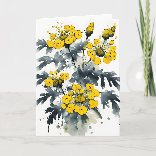 Tansy - Watercolor flowers Karte (Vorderseite)