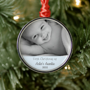 Tantas erstes Foto Personalisierter Weihnachtsname Ornament Aus Metall