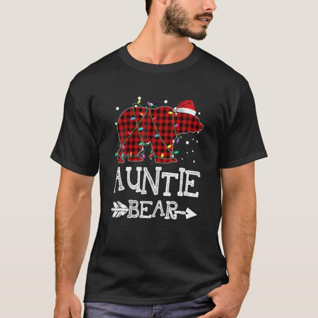 Tantchen Bear Christmas Pajama Red Kariert Buffalo T-Shirt (Vorderseite)