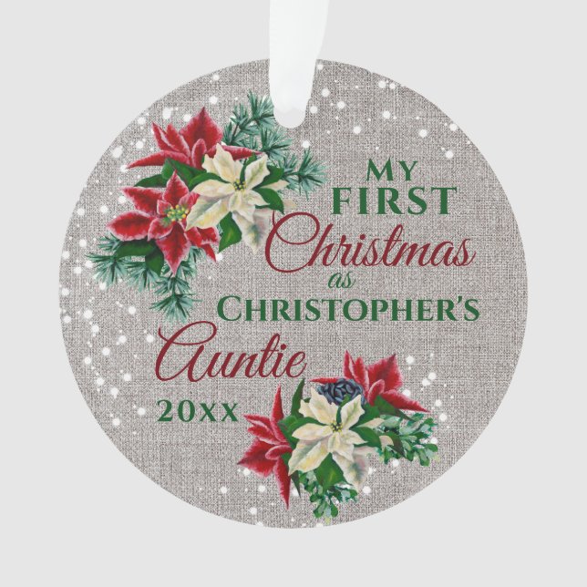 Tante 1. Weihnachtsfeier Poinsettia Foto Ornament (Vorderseite)
