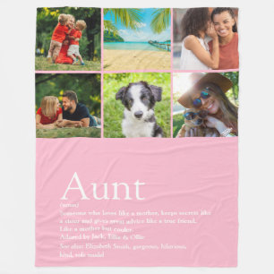 Tante Auntie Definition 6 Fotocollage Rosa Fleecedecke