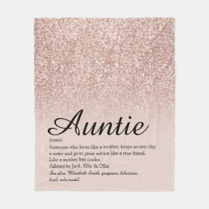 Tante Auntie Definition Schrift Rose Gold Glitter Fleecedecke
