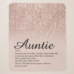 Tante Auntie Definition Schrift Rose Gold Glitter Sherpadecke