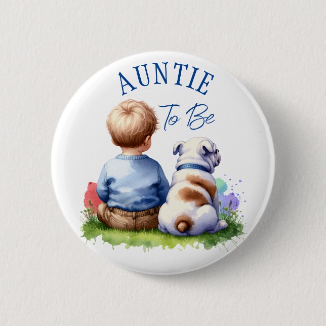 Tante | Baby - und Bulldogge - Babydusche Button (Vorderseite)