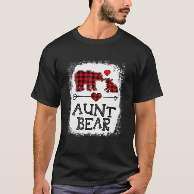Tante Bear Christmas Pajama Rotes Kariert Buffalo  T-Shirt (Vorderseite)