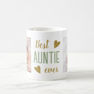 Tante Beste überhaupt 2 Foto Sage Grün und Gold Kaffeetasse