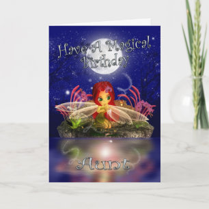 Tante Birthday Card - Niedliche kleine Fee - Water Karte