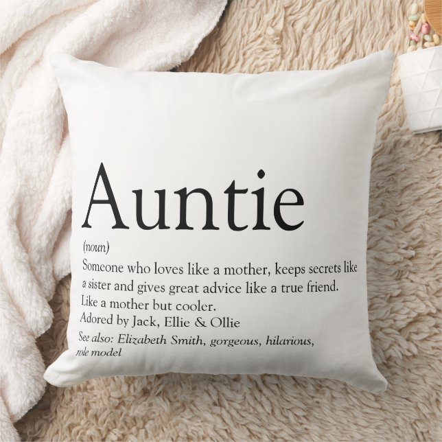 Tante Definition Sprichwort Schwarz und Weiß groß Kissen (Decke)