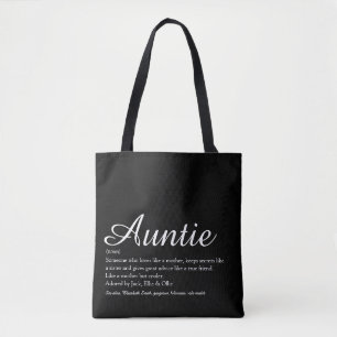 Tante Definition Zitat Schrift Schwarz und Weiß Tasche