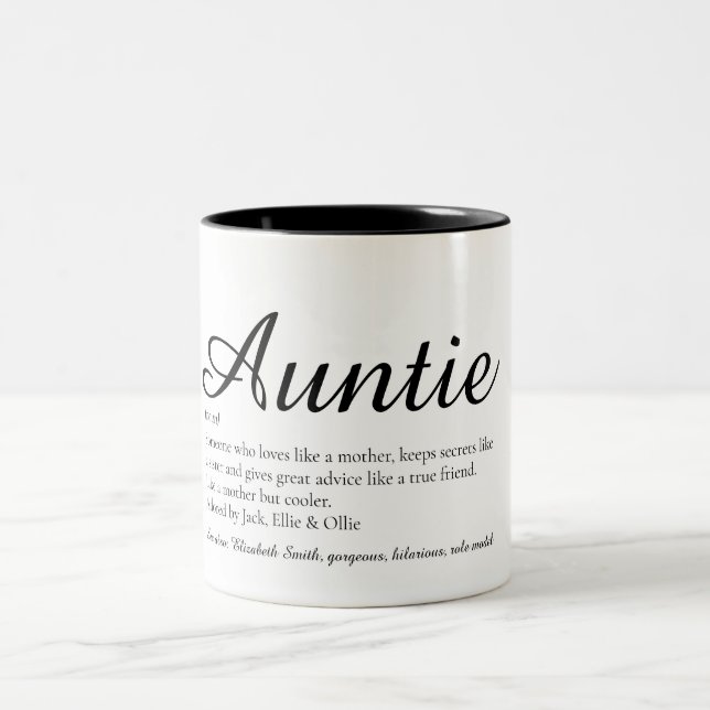 Tante Definition Zitat Stilvolles Skript Zweifarbige Tasse (Mittel)