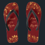 Tante der Braut Dunkles Burgund & Gold Foliage Flip Flops<br><div class="desc">Diese wunderschönen Tante der Braut, dunkel bordeauxrot und goldblättrig flip Flops haben einen dunkelburgundischen Hintergrund, der mit einem faszinierenden goldenen Blumenmuster und einer individuell anpassbaren modernen Typografie geschmückt ist. Die Kombination aus dem reichen Bordeaux und dem schimmernden Gold schaffen eine elegante und luxuriöse Ästhetik. Es ist ein schönes Geschenk für...</div>