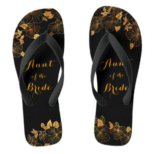 Tante der Braut Emerald Green & Gold Foliage Flip Flops