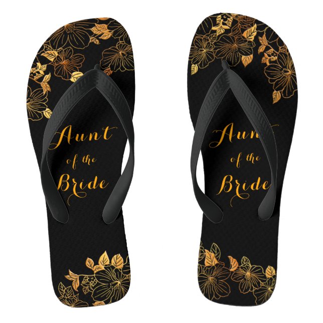 Tante der Braut Emerald Green & Gold Foliage Flip Flops (Fußbett)