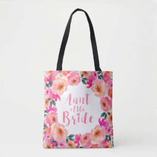 Tante der Braut Pink Wasserfarbe Blumenhochzeit Tasche