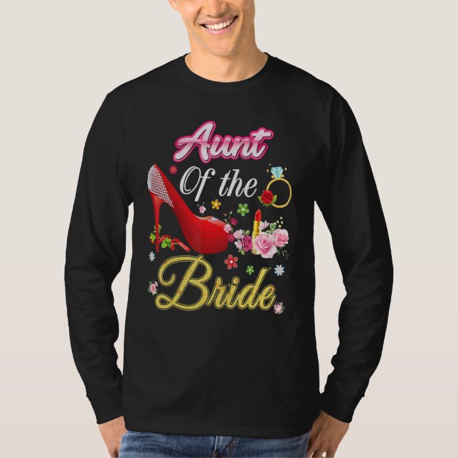 Tante der Bride Happy Wedding Blume Rosa Schuhe T-Shirt (Vorderseite)