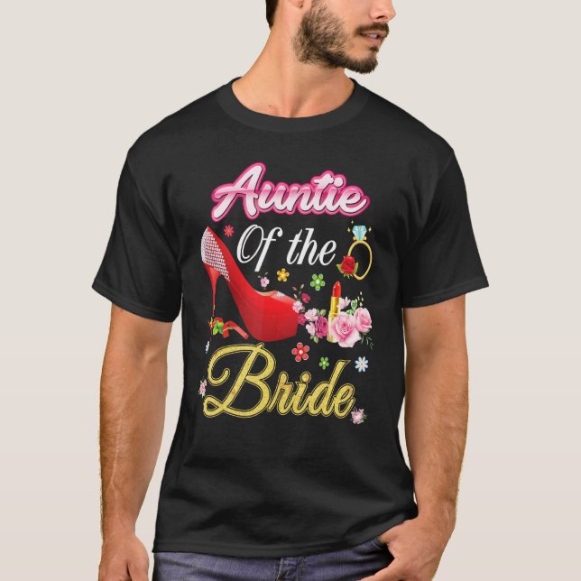 Tante der Bride Happy Wedding Blume rosa Schuhe T-Shirt (Vorderseite)