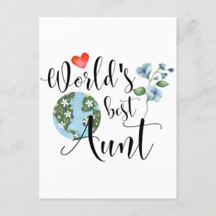 Tante der Welt Beste Sentimentale Wasserfarben Blu Postkarte