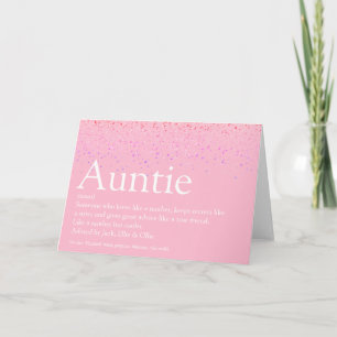 Tante der Welt beste Tante Definition Pink Glitter Karte