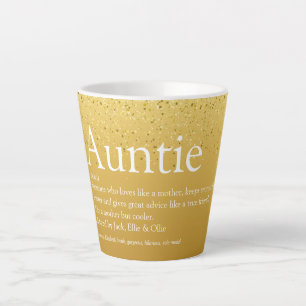 Tante der Welt, Tante Definition Gold Glitter Milchtasse