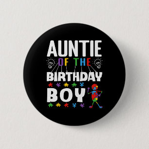 Tante des Geburtstagsjungs-Autismus-Bewusstseins-P Button
