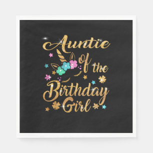 Tante des Geburtstagsmädchen-Einhorn-T-Shirts Serviette