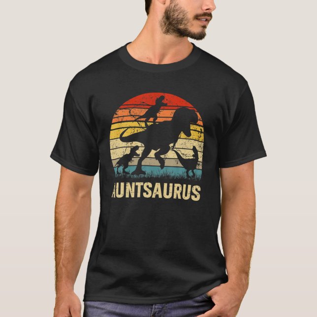 Tante Dinosaurier Auntsaurus 3 Drei Kinder Weihnac T-Shirt (Vorderseite)