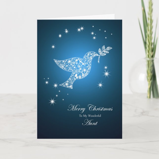 Tante, Dove of Peace Weihnachtskarte Feiertagskarte (Vorderseite)