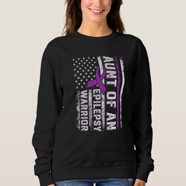 Tante einer Kriegerpilepsie Lila Unterstützung U Sweatshirt (Vorderseite)