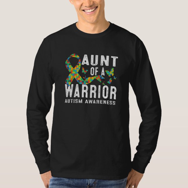 Tante eines Kriegers Autismus Bewusstsein Puzzle P T-Shirt (Vorderseite)