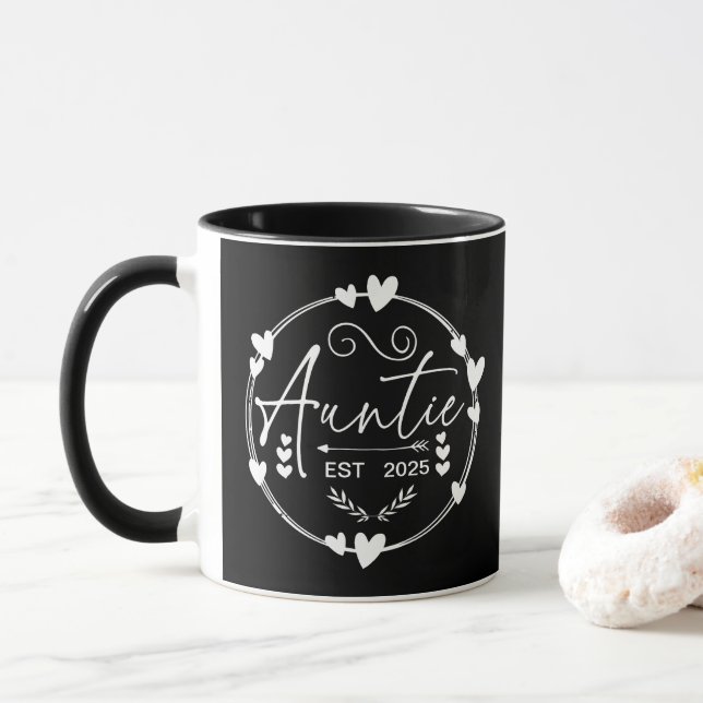 Tante Est 2025 Kinderankündigung Cool Tante Spaß Tasse (Mit Donut)