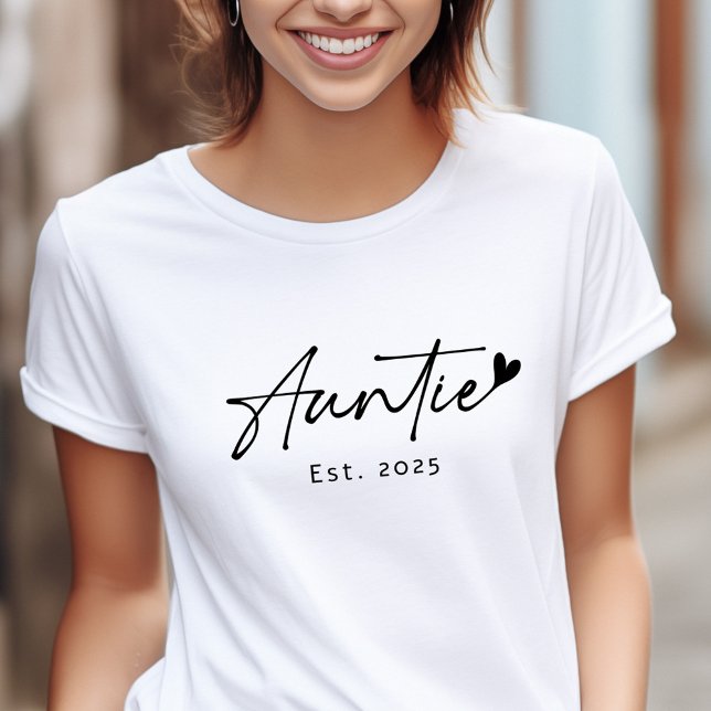 Tante Est Jahr Handschrift Herz T-Shirt (Auntie Est year handwritten script heart T-Shirt)