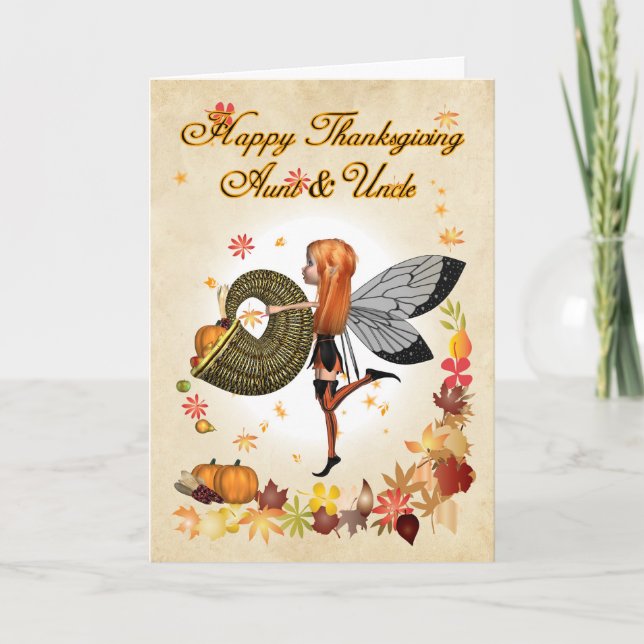 Tante et oncle - Carte Thanksgiving - Mignonne Lit (Devant)